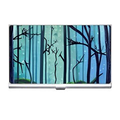 Nature Outdoors Night Trees Scene Forest Woods Light Moonlight Wilderness Stars Business Card Holder by Posterlux