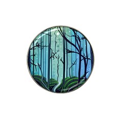 Nature Outdoors Night Trees Scene Forest Woods Light Moonlight Wilderness Stars Hat Clip Ball Marker (4 Pack)