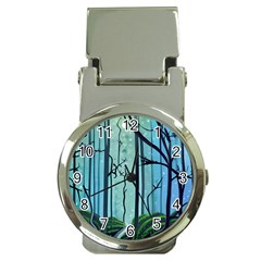 Nature Outdoors Night Trees Scene Forest Woods Light Moonlight Wilderness Stars Money Clip Watches by Posterlux