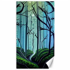 Nature Outdoors Night Trees Scene Forest Woods Light Moonlight Wilderness Stars Canvas 40  X 72  by Posterlux