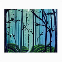 Nature Outdoors Night Trees Scene Forest Woods Light Moonlight Wilderness Stars Small Glasses Cloth (2 Sides) by Posterlux