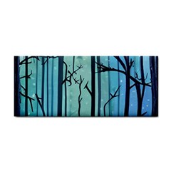 Nature Outdoors Night Trees Scene Forest Woods Light Moonlight Wilderness Stars Hand Towel by Posterlux