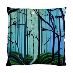 Nature Outdoors Night Trees Scene Forest Woods Light Moonlight Wilderness Stars Standard Cushion Case (two Sides) by Posterlux