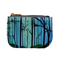 Nature Outdoors Night Trees Scene Forest Woods Light Moonlight Wilderness Stars Mini Coin Purse by Posterlux