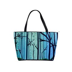 Nature Outdoors Night Trees Scene Forest Woods Light Moonlight Wilderness Stars Classic Shoulder Handbag by Posterlux