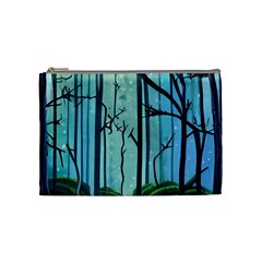 Nature Outdoors Night Trees Scene Forest Woods Light Moonlight Wilderness Stars Cosmetic Bag (medium) by Posterlux