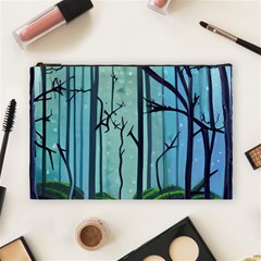 Nature Outdoors Night Trees Scene Forest Woods Light Moonlight Wilderness Stars Cosmetic Bag (large) by Posterlux