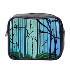 Nature Outdoors Night Trees Scene Forest Woods Light Moonlight Wilderness Stars Mini Toiletries Bag (two Sides)