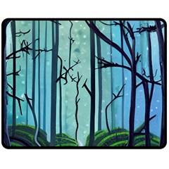 Nature Outdoors Night Trees Scene Forest Woods Light Moonlight Wilderness Stars Fleece Blanket (medium)