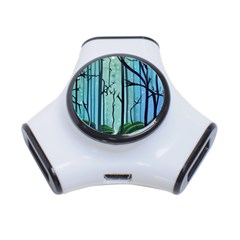 Nature Outdoors Night Trees Scene Forest Woods Light Moonlight Wilderness Stars 3-port Usb Hub by Posterlux