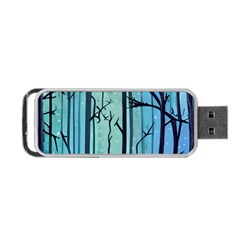 Nature Outdoors Night Trees Scene Forest Woods Light Moonlight Wilderness Stars Portable Usb Flash (one Side) by Posterlux