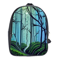 Nature Outdoors Night Trees Scene Forest Woods Light Moonlight Wilderness Stars School Bag (xl)