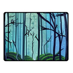 Nature Outdoors Night Trees Scene Forest Woods Light Moonlight Wilderness Stars Two Sides Fleece Blanket (small) by Posterlux