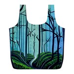 Nature Outdoors Night Trees Scene Forest Woods Light Moonlight Wilderness Stars Full Print Recycle Bag (L) Front