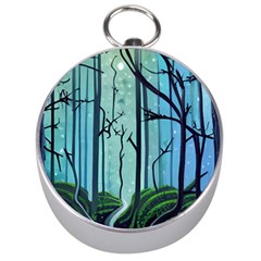 Nature Outdoors Night Trees Scene Forest Woods Light Moonlight Wilderness Stars Silver Compasses