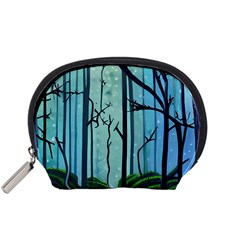 Nature Outdoors Night Trees Scene Forest Woods Light Moonlight Wilderness Stars Accessory Pouch (small) by Posterlux