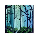 Nature Outdoors Night Trees Scene Forest Woods Light Moonlight Wilderness Stars Square Satin Scarf (30  x 30 ) Front