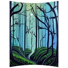 Nature Outdoors Night Trees Scene Forest Woods Light Moonlight Wilderness Stars Back Support Cushion by Posterlux