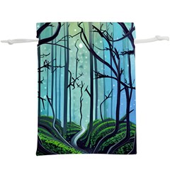 Nature Outdoors Night Trees Scene Forest Woods Light Moonlight Wilderness Stars Lightweight Drawstring Pouch (xl) by Posterlux