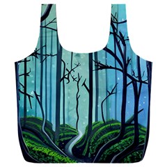 Nature Outdoors Night Trees Scene Forest Woods Light Moonlight Wilderness Stars Full Print Recycle Bag (xxl) by Posterlux