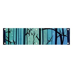 Nature Outdoors Night Trees Scene Forest Woods Light Moonlight Wilderness Stars Banner And Sign 4  X 1  by Posterlux