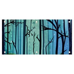 Nature Outdoors Night Trees Scene Forest Woods Light Moonlight Wilderness Stars Banner And Sign 6  X 3  by Posterlux