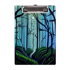 Nature Outdoors Night Trees Scene Forest Woods Light Moonlight Wilderness Stars A5 Acrylic Clipboard