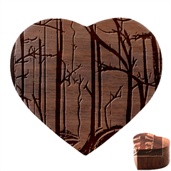 Nature Outdoors Night Trees Scene Forest Woods Light Moonlight Wilderness Stars Heart Wood Jewelry Box