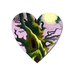 Outdoors Night Full Moon Setting Scene Woods Light Moonlight Nature Wilderness Landscape Heart Magnet by Posterlux