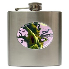 Outdoors Night Full Moon Setting Scene Woods Light Moonlight Nature Wilderness Landscape Hip Flask (6 Oz)