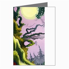 Outdoors Night Full Moon Setting Scene Woods Light Moonlight Nature Wilderness Landscape Greeting Card by Posterlux