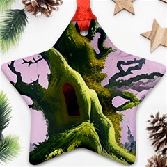 Outdoors Night Full Moon Setting Scene Woods Light Moonlight Nature Wilderness Landscape Star Ornament (two Sides)