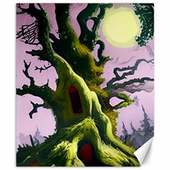 Outdoors Night Full Moon Setting Scene Woods Light Moonlight Nature Wilderness Landscape Canvas 8  X 10 