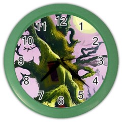 Outdoors Night Full Moon Setting Scene Woods Light Moonlight Nature Wilderness Landscape Color Wall Clock by Posterlux