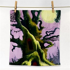 Outdoors Night Full Moon Setting Scene Woods Light Moonlight Nature Wilderness Landscape Face Towel by Posterlux