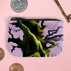 Outdoors Night Full Moon Setting Scene Woods Light Moonlight Nature Wilderness Landscape Mini Coin Purse by Posterlux