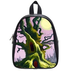 Outdoors Night Full Moon Setting Scene Woods Light Moonlight Nature Wilderness Landscape School Bag (small)