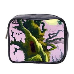 Outdoors Night Full Moon Setting Scene Woods Light Moonlight Nature Wilderness Landscape Mini Toiletries Bag (two Sides) by Posterlux