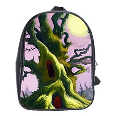 Outdoors Night Full Moon Setting Scene Woods Light Moonlight Nature Wilderness Landscape School Bag (xl)