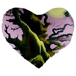 Outdoors Night Full Moon Setting Scene Woods Light Moonlight Nature Wilderness Landscape Large 19  Premium Heart Shape Cushions Front