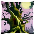 Outdoors Night Full Moon Setting Scene Woods Light Moonlight Nature Wilderness Landscape Large Premium Plush Fleece Cushion Case (Two Sides) Front