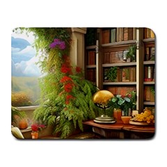 Room Interior Library Books Bookshelves Reading Literature Study Fiction Old Manor Book Nook Reading Small Mousepad by Posterlux