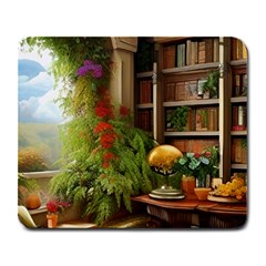 Room Interior Library Books Bookshelves Reading Literature Study Fiction Old Manor Book Nook Reading Large Mousepad by Posterlux