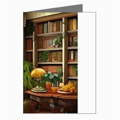 Room Interior Library Books Bookshelves Reading Literature Study Fiction Old Manor Book Nook Reading Greeting Cards (pkg Of 8) by Posterlux