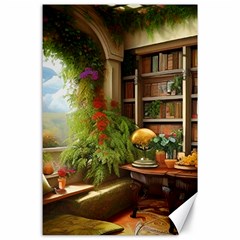 Room Interior Library Books Bookshelves Reading Literature Study Fiction Old Manor Book Nook Reading Canvas 24  X 36  by Posterlux