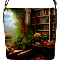 Room Interior Library Books Bookshelves Reading Literature Study Fiction Old Manor Book Nook Reading Flap Closure Messenger Bag (s) by Posterlux