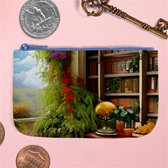 Room Interior Library Books Bookshelves Reading Literature Study Fiction Old Manor Book Nook Reading Large Coin Purse