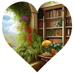 Room Interior Library Books Bookshelves Reading Literature Study Fiction Old Manor Book Nook Reading Wooden Puzzle Heart by Posterlux