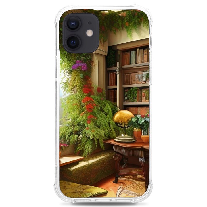 Room Interior Library Books Bookshelves Reading Literature Study Fiction Old Manor Book Nook Reading iPhone 12/12 Pro TPU UV Print Case