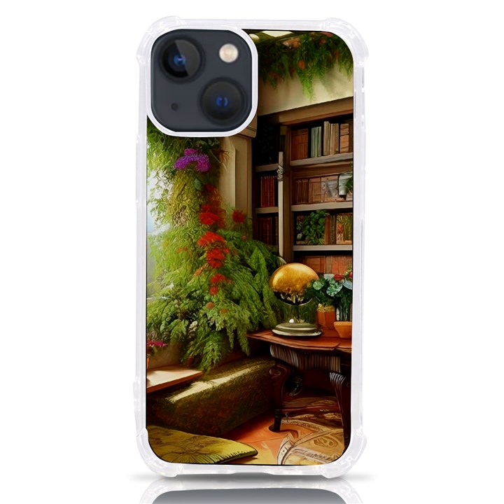 Room Interior Library Books Bookshelves Reading Literature Study Fiction Old Manor Book Nook Reading iPhone 13 mini TPU UV Print Case